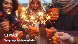  Presentation with friends eating and drinking wine - Theme featuring sparkler - cropped image of a happy background and a tawny brown colored foreground