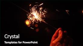  Presentation with new year streamer - PPT theme having sparkler closeup in male hand background and a black colored foreground