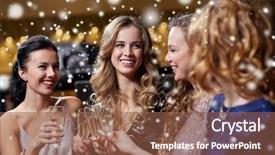  Presentation with happy new year - Slide deck consisting of sparkling beverage - celebration friends new year christmas background and a tawny brown colored foreground