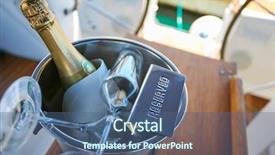  Presentation with yacht - Slide deck consisting of sparkling ice - champagne on the yacht background and a ocean colored foreground