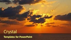  Presentation with sparkling - Cool new presentation theme with sparkling sunset in the summer above mediterranean sea backdrop and a tawny brown colored foreground