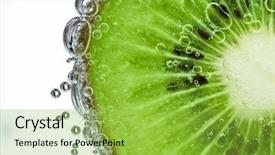  Presentation with abstract watercolor bubbles - Amazing presentation having sparkling water - sliced kiwi covered with bubbles backdrop and a yellow colored foreground