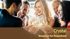  Presentation with birthday party - Colorful PPT layouts enhanced with sparkling wine - birthday party in a limo backdrop and a tawny brown colored foreground