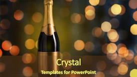  Presentation with golden annivesary - Presentation design enhanced with sparkling wine - bottle of champagne with blank background and a tawny brown colored foreground