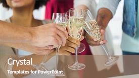  Presentation with sparkling wine - Theme with sparkling wine - celebration people and holidays concept background and a coral colored foreground