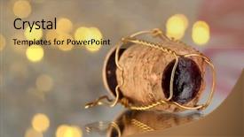  Presentation with sparkling wine - Cool new slide set with sparkling wine - champagne cork on christmas lights backdrop and a coral colored foreground