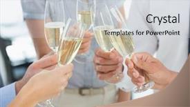  Presentation with toasting - Colorful presentation theme enhanced with sparkling wine - extreme close-up hands toasting backdrop and a light gray colored foreground