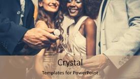  Presentation with new years eve - Colorful PPT theme enhanced with sparkling wine - man opening champagne bottle backdrop and a coral colored foreground