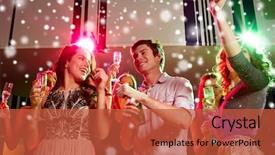  Presentation with wine beer - PPT theme with sparkling wine - new year party holidays celebration background and a red colored foreground