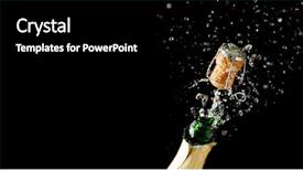  Presentation with champagne - Cool new presentation theme with sparkling wine - opening bottle of champagne backdrop and a black colored foreground