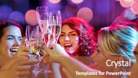  Presentation with sparkling wine - Beautiful presentation theme featuring sparkling wine - party holidays celebration nightlife backdrop and a red colored foreground