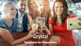  Presentation with sparkling wine - Presentation theme featuring sparkling wine - party people in a limo background and a tawny brown colored foreground
