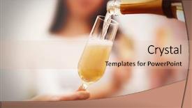  Presentation with hen - Slide deck consisting of sparkling wine - pouring champagne into glass background and a lemonade colored foreground