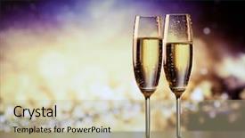  Presentation with sparkling wine - Beautiful slide deck featuring sparkling wine - two champagne glasses ready backdrop and a mint green colored foreground