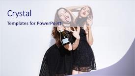  Presentation with two black women - Slides enhanced with sparkling wine - two young women in night background and a sky blue colored foreground