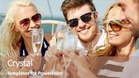  Presentation with sparkling wine - Slide deck having sparkling wine - vacation travel sea friendship background and a coral colored foreground