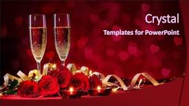  Presentation with sparkling wine - Cool new PPT theme with sparkling wine - valentines day background with champagne backdrop and a wine colored foreground