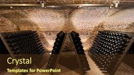  Presentation with sparkling wine - Colorful presentation design enhanced with sparkling-wine-wine-cellar backdrop and a tawny brown colored foreground