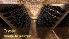  Presentation with sparkling wine - Presentation design having sparkling-wine-wine-cellar background and a tawny brown colored foreground
