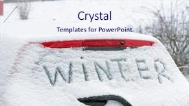  Presentation with windshield - Slides enhanced with sparkly clean - inscription winter on a car background and a sky blue colored foreground
