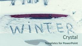  Presentation with windshield - Amazing theme having sparkly clean - inscription winter on a car backdrop and a  colored foreground