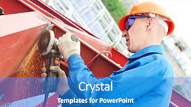  Presentation with worker safety - Cool new slides with sparkly clean - worker in safety protective equipment backdrop and a teal colored foreground