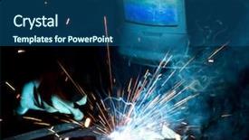  Presentation with construction - Slide set with sparks construction and manufacturing theme background and a  colored foreground