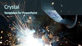  Presentation with construction - Amazing slide deck having sparks construction and manufacturing theme backdrop and a  colored foreground