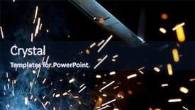  Presentation with manufacturing - Amazing PPT layouts having sparks construction and manufacturing theme backdrop and a navy blue colored foreground