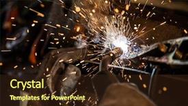  Presentation with construction - Presentation theme enhanced with sparks construction and manufacturing theme background and a  colored foreground