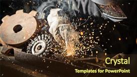  Presentation with steel construction - Presentation theme consisting of sparks construction and manufacturing theme background and a wine colored foreground