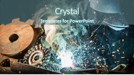  Presentation with construction - Presentation with sparks construction and manufacturing theme background and a ocean colored foreground