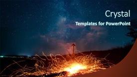  Presentation with speed - Presentation theme featuring sparks-flying-from-a-fire background and a navy blue colored foreground
