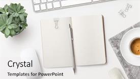  Presentation with minimalist - Audience pleasing PPT theme consisting of sparse - bright minimalist workspace desktop backdrop and a white colored foreground