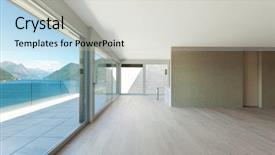  Presentation with living room - Presentation theme having sparse - interior modern penthouse empty living background and a  colored foreground