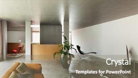  Presentation with living room - Audience pleasing slide deck consisting of sparse - modern living room interior house backdrop and a gray colored foreground