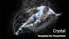  Presentation with gravity rain blue water drop splash - Amazing PPT theme having sparse - splash of drops around football backdrop and a black colored foreground