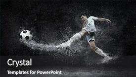  Presentation with gravity rain blue water drop splash - PPT theme enhanced with sparse - splash of drops around football background and a dark gray colored foreground