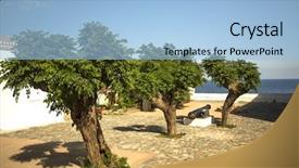  Presentation with medieval - Presentation theme consisting of sparta - medieval era fortified of monemvasia background and a light blue colored foreground