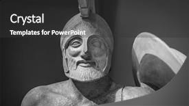  Presentation with warrior - Theme featuring sparta - roman statue of warrior background and a dark gray colored foreground