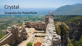  Presentation with archaeology - Slide set featuring sparta - ruins of old fort background and a  colored foreground