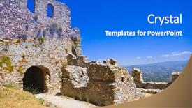  Presentation with fort - Audience pleasing presentation design consisting of sparta - ruins of old fort backdrop and a cobalt blue colored foreground