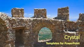  Presentation with fort - PPT theme with sparta - ruins of old fort background and a tawny brown colored foreground