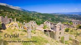  Presentation with archaeology - Colorful theme enhanced with sparta - ruins of old town backdrop and a yellow colored foreground