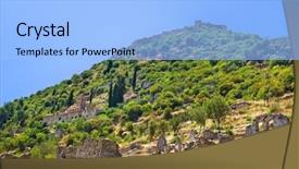  Presentation with archaeology - Presentation featuring sparta - ruins of old town background and a light blue colored foreground