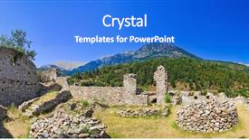  Presentation with archaeology - Theme with sparta - ruins of old town background and a cobalt blue colored foreground