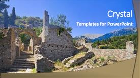  Presentation with archaeology - Theme consisting of sparta - ruins of old town background and a light blue colored foreground