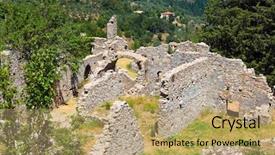  Presentation with green town cities - Amazing PPT theme having sparta - ruins of old town backdrop and a  colored foreground