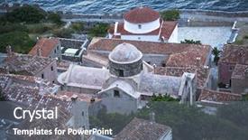  Presentation with traditional - Slide deck featuring sparta - traditional fortified of monemvasia greece background and a gray colored foreground