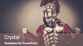  Presentation with angry - Theme consisting of spartan - angry legionary soldier in armour background and a coral colored foreground